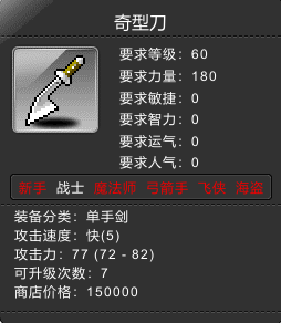 奇型刀 Lv60